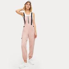 Romwe Zip And Pocket Detail Jumpsuit