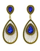 Romwe Fashion Oval Rhinestone Women Drop Blue Earrings