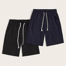 Romwe Guys Pocket Side Drawstring Waist Shorts 2pcs