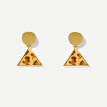 Romwe Leopard Pattern Triangle Stud Earrings