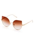 Romwe Gold Frame Brown Cat Eye Sunglasses