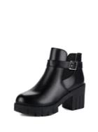 Romwe Block Heele Buckle Chelsea Boots