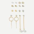 Romwe Faux Pearl & Bar Earrings 8pairs