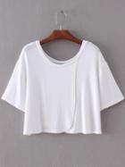Romwe White Short Sleeve Wrap Front Convertible Casual T-shirt