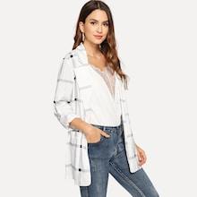 Romwe Dual Pocket Plaid Blazer