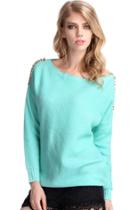 Romwe Gold-tone Riveted Mint Jumper