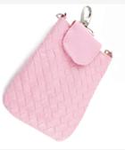 Romwe Pink Pu Leather Braided Clutch Bag