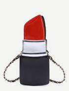 Romwe Red Lipstick Shape Pu Chain Bag