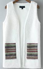 Romwe Contrast Pockets White Vest