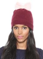 Romwe Bow Embellished Knit Red Hat