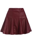 Romwe Elastic Waist Flare Pu Skirt