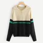 Romwe Color Block Collar Sweater
