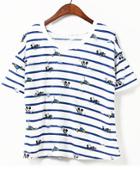 Romwe Mickey Print Ripped T-shirt