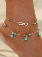 Romwe 1pc Boho Anklets Multi Layers Chain Beads Anklets Beach