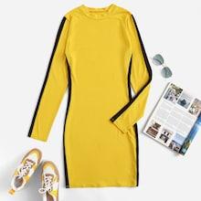 Romwe Contrast Panel Side Sheath Dress