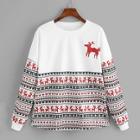 Romwe Christmas Fawn Print Sweatshirt