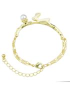 Romwe Gold Plated Pearl Link Bracelet