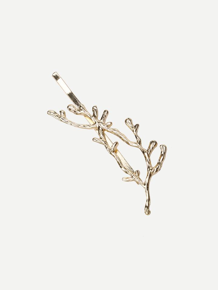 Romwe Golden Branch-shaped Hair Clip