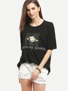 Romwe Saturn Print Long T-shirt