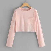 Romwe Pocket Detail Solid Crop Tee