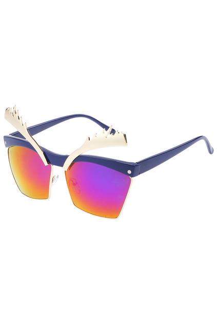 Romwe Romwe Roaring Flame Embellished Square Purple Sunglasses