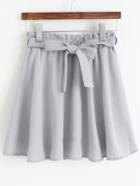Romwe Elastic Waist With Bow Grey Skirt