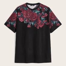 Romwe Guys Floral Print Tunic Tee