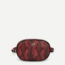 Romwe Snakeskin Pattern Zipper Bum Bag
