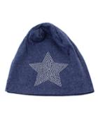 Romwe Blue Cotton Stretch Star Printed Women Beanie Hat