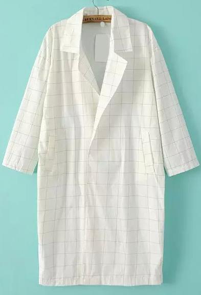 Romwe Lapel Plaid Edge Pockets Blouse