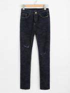 Romwe Cut Out Studded Jeans