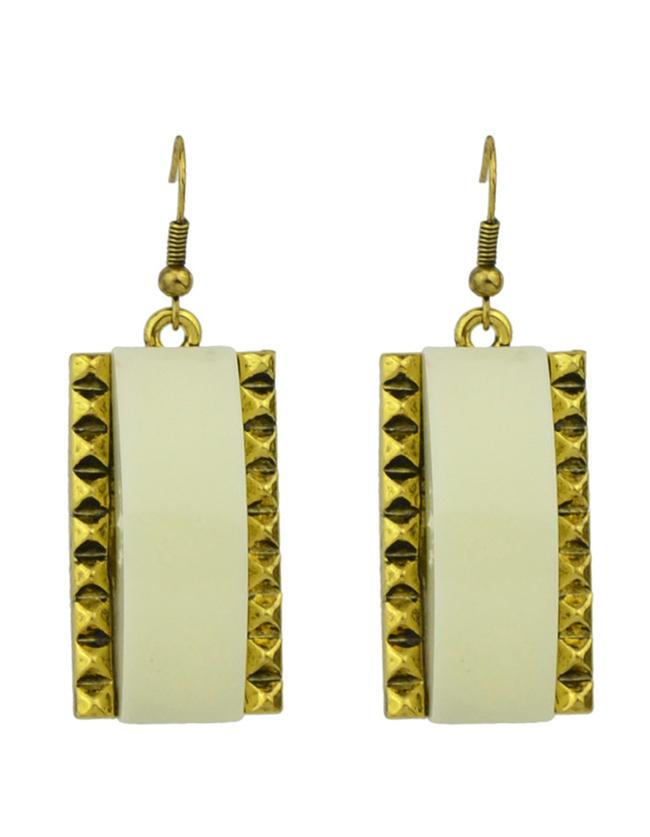 Romwe Beige Square Drop Earrings