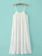 Romwe White Spaghetti Strap Shift Dress
