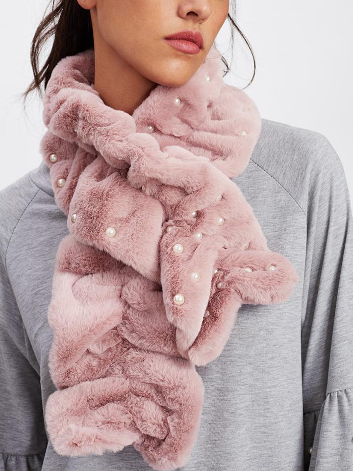 Romwe Faux Pearl Tippet Scarf