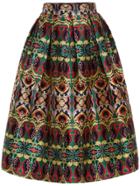 Romwe Geometric Print Flare Skirt