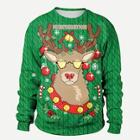 Romwe Men Christmas Elk Print Sweatshirt