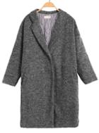 Romwe Breasted Woolen Loose Grey Coat
