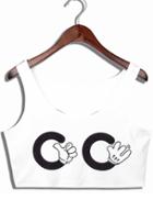 Romwe White Elastic Hand Print Crop Vest
