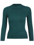 Romwe Round Neck Slim Green Sweater