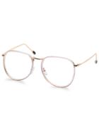 Romwe Gold Metal Frame Clear Lens Retro Style Glasses