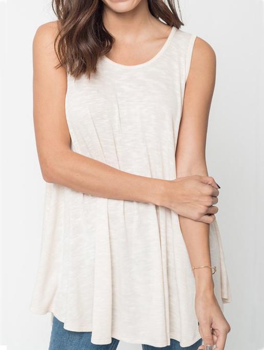 Romwe Slub Swing Tank Top - Off White