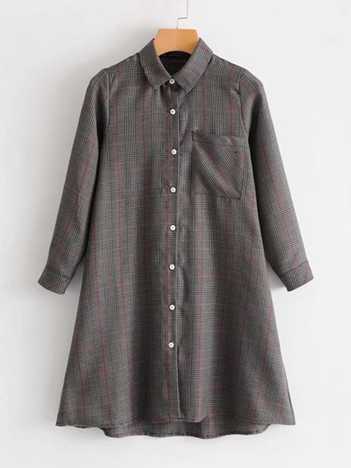 Romwe Glen Plaid Shirt Dress