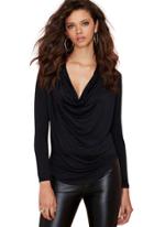 Romwe Draped Neck Slim T-shirt