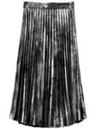 Romwe Silver Side Zipper Pleated Skirt