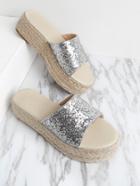 Romwe Glitter Design Woven Flatform Sandals