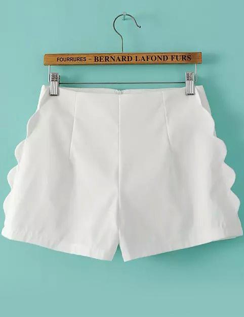 Romwe With Zipper Wide Leg White Shorts