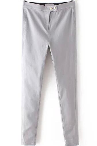 Romwe High Waist Slim Grey Pant
