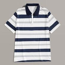 Romwe Guys Contrast Collar Stripe Polo Shirt