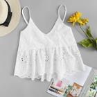 Romwe Embroidery Hollow Out Cami Top