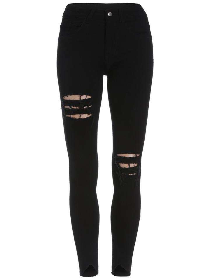 Romwe Ripped Skinny Denim Pant